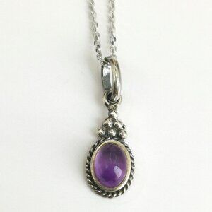Sterling silver Cabochon Amethyst pendant necklace